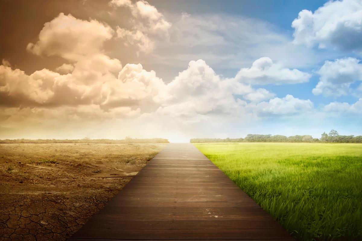 Overcase sky transforms into sunny day