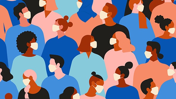 illustration of people wearing face mask